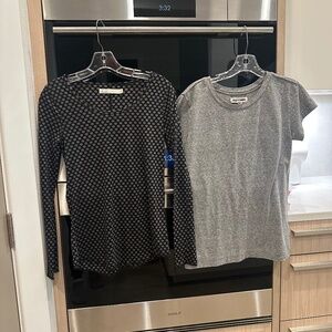 Hi-Line Black Long Sleeve Polka Dot & Rivet & Thread Grey Short Sleeve T-Shirts